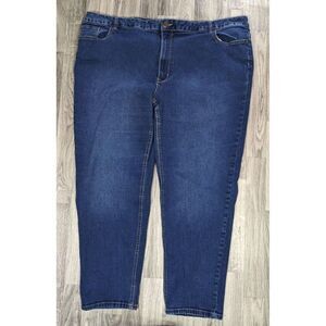 Avenue Denim Womens Plus Size 28 Average Girlfriend Tapered Leg Blue Jeans